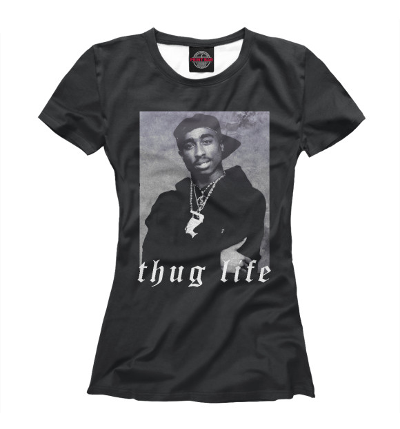 Женская футболка с изображением 2Pac Thug Life цвета Белый
