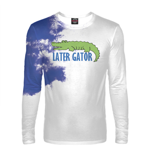 Мужской лонгслив с изображением LATER GATOR цвета Белый