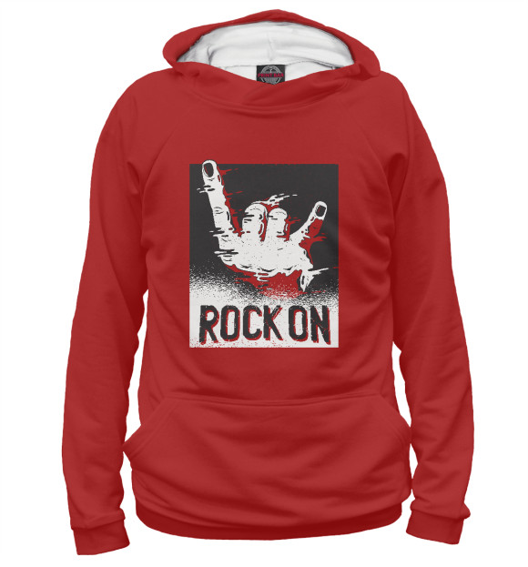 Мужское худи с изображением Rock ON цвета Белый