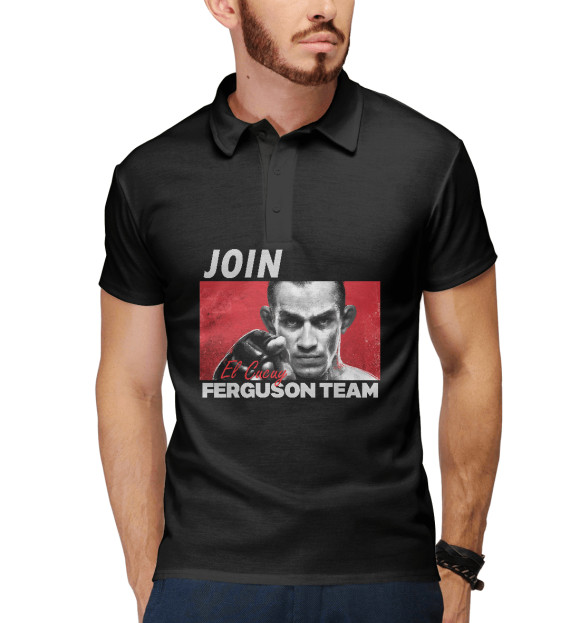 Мужское поло с притом Тони Фергюсон цвета Белый Мужское поло с изображением Тони Фергюсон цвета Белый
