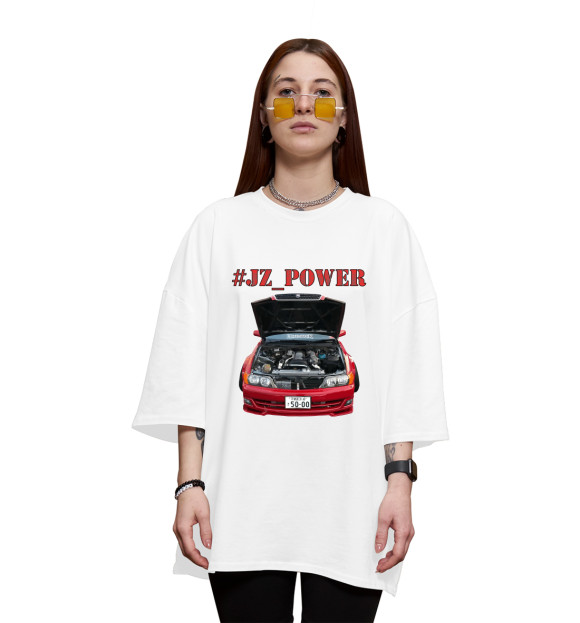 Женская футболка оверсайз с изображением JZ_POWER Ver.1 цвета Белый