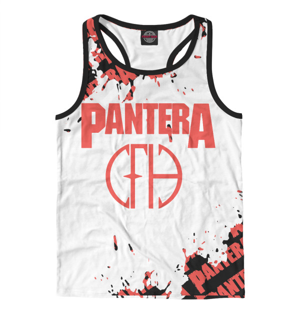 Мужская майка-борцовка с притом Pantera цвета Белый Мужская майка-борцовка с изображением Pantera цвета Белый