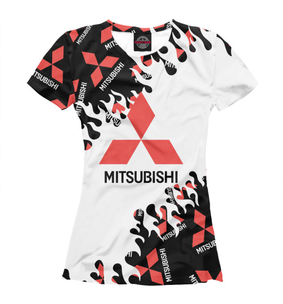 Футболка для девочек с изображением Mitsubishi цвета Белый
