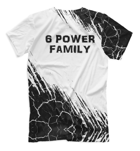 Мужская футболка с изображением 6 power family цвета Белый