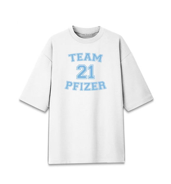 Женская футболка оверсайз с изображением Team Pfizer цвета Белый