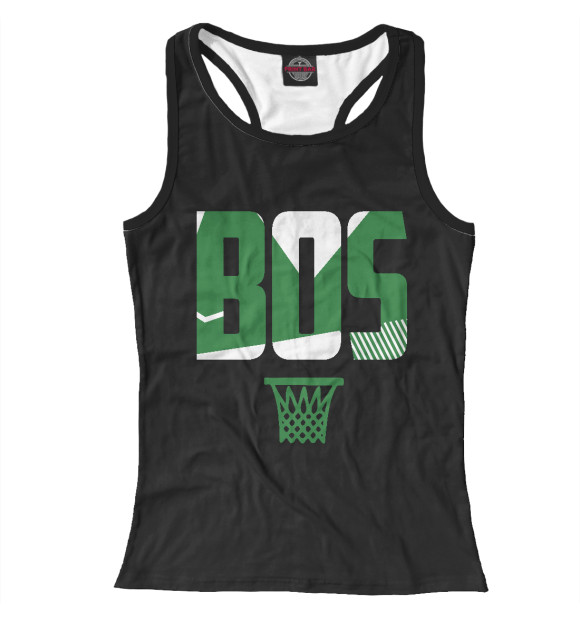 Женская майка-борцовка с изображением Boston (green) цвета Белый