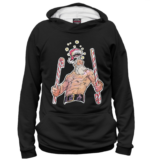 Мужское худи с изображением Cool Santa цвета Белый