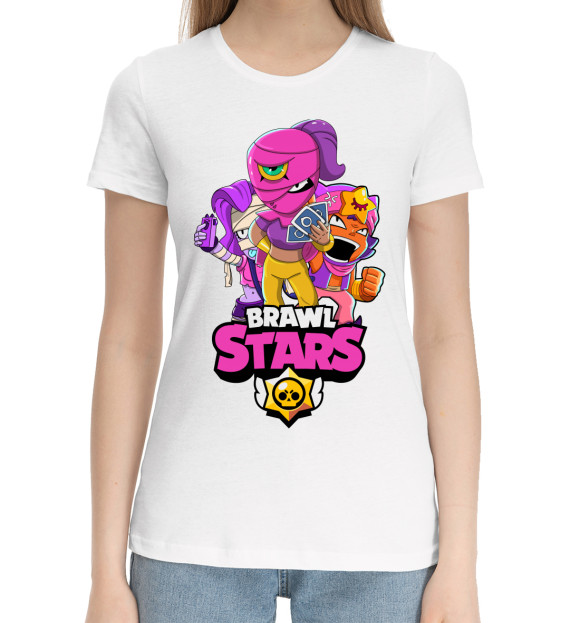 Женская хлопковая футболка с изображением Brawl Stars, Tara цвета Белый