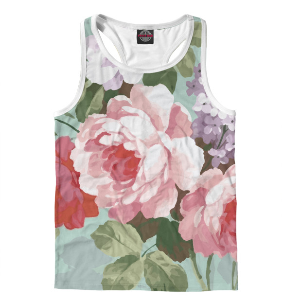 Мужская майка-борцовка с изображением Прекрасная роза арт цвета Белый