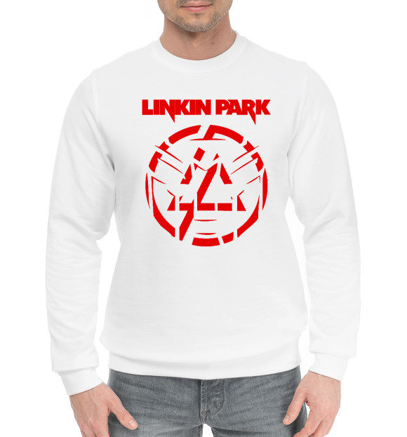Мужской хлопковый свитшот с изображением Linkin Park цвета Белый