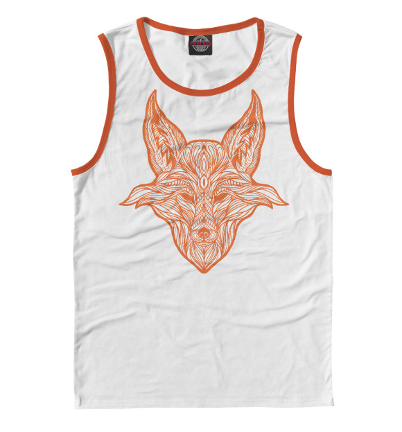 Майка для мальчика с изображением Рыжая лиса с узорами цвета Белый