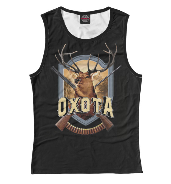 Майка для девочки с притом Охота цвета Белый Майка для девочки с изображением Охота цвета Белый