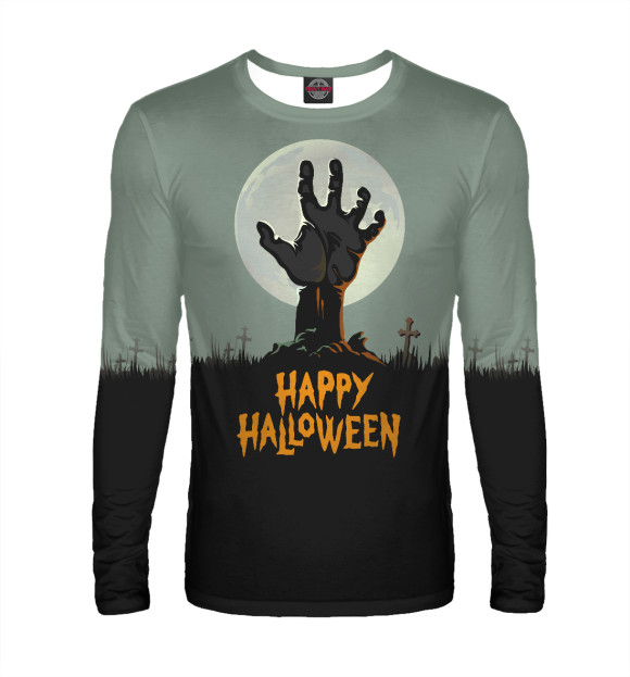 Мужской лонгслив с изображением Halloween цвета Белый