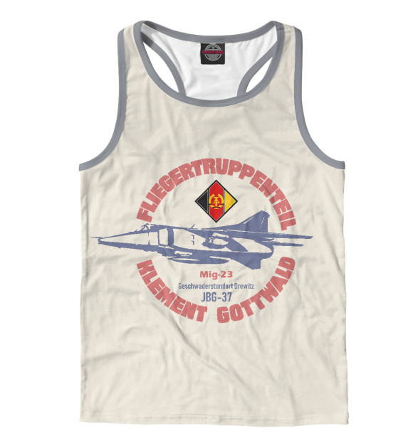 Мужская майка-борцовка с изображением Миг-23 (JG-37 ГДР) цвета Белый