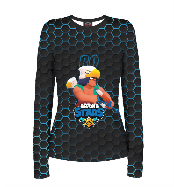 Женский лонгслив с изображением Бо. Brawl Stars цвета Белый