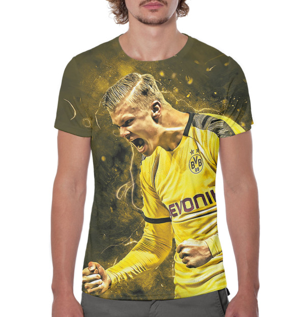 Мужская футболка с изображением Эрлинг Холанн цвета Белый