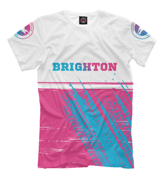 Мужская футболка с изображением Brighton Neon Gradient (цвета) цвета Белый