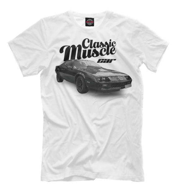 Мужская футболка с изображением Classic muscle car цвета Белый
