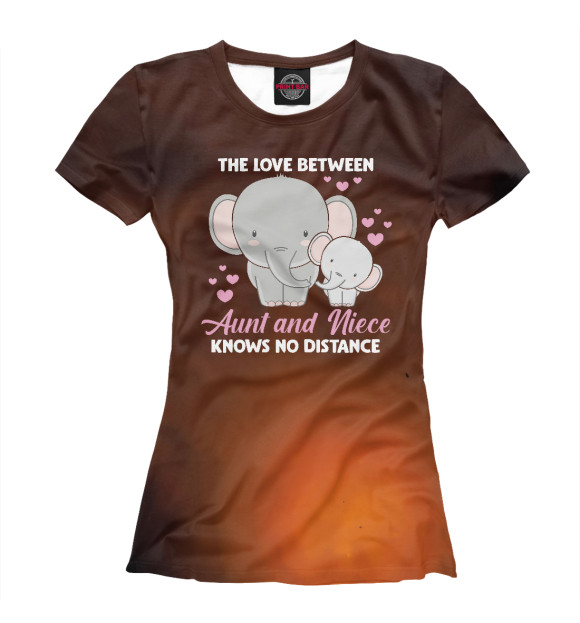Женская футболка с изображением Aunt and Love Elephant цвета Белый
