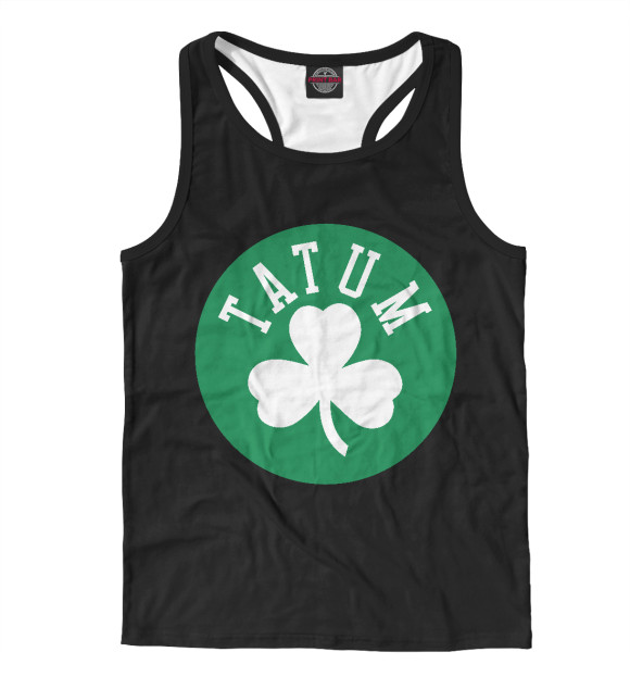 Мужская майка-борцовка с изображением Jason Tatum (черный фон) цвета Белый