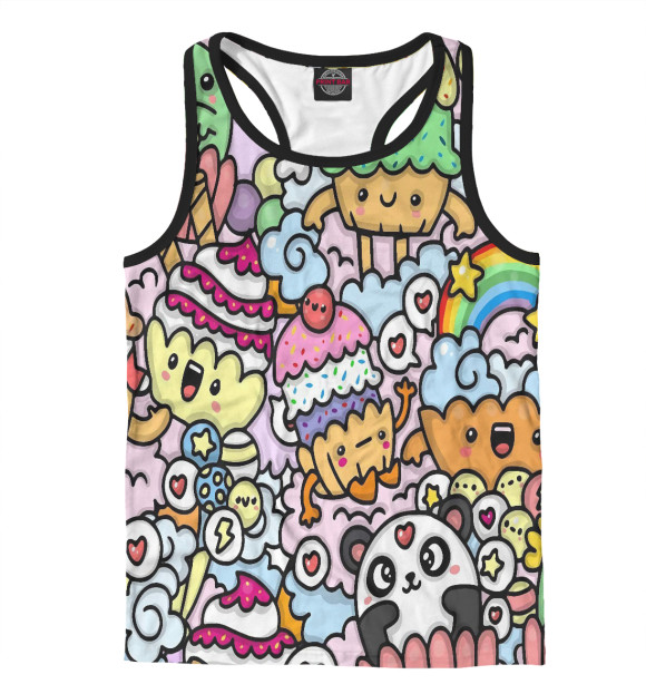 Мужская майка-борцовка с изображением Радужные стикеры цвета Белый