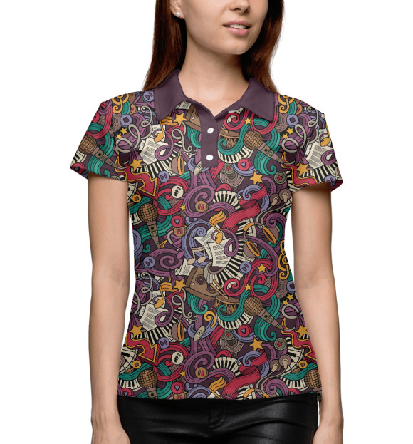 Женское поло с изображением Музыка цвета Белый