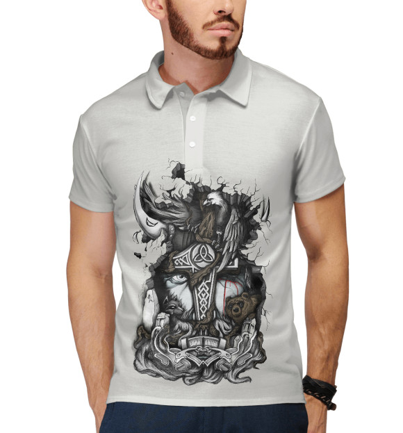 Мужское поло с изображением Тор цвета Белый
