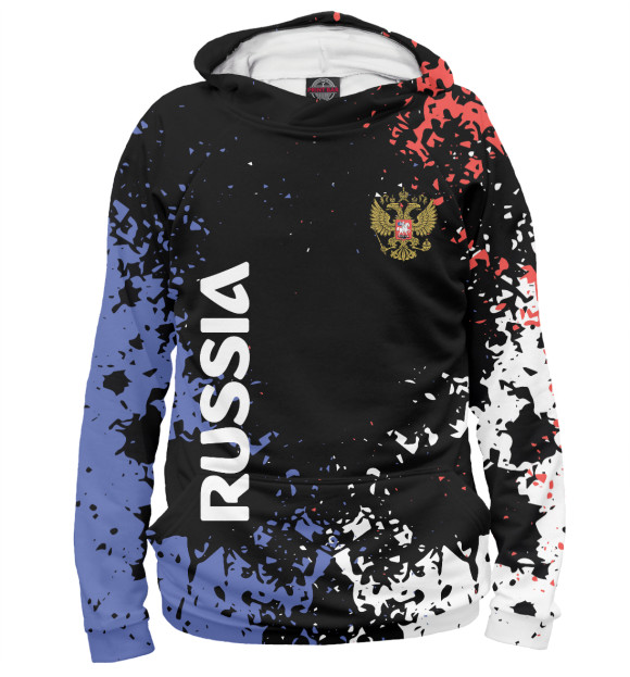 Мужское худи с изображением RUSSIA цвета Белый