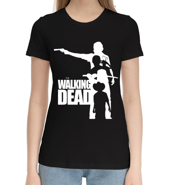 Женская хлопковая футболка с изображением Ходячие мертвецы цвета Черный