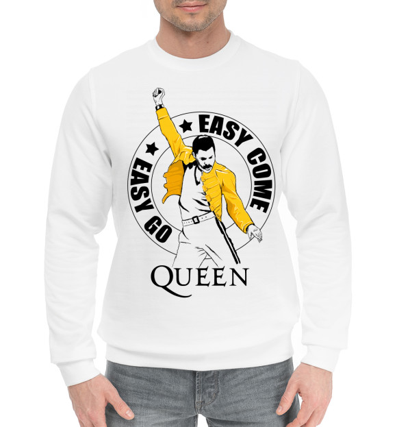 Мужской хлопковый свитшот с изображением Queen цвета Белый
