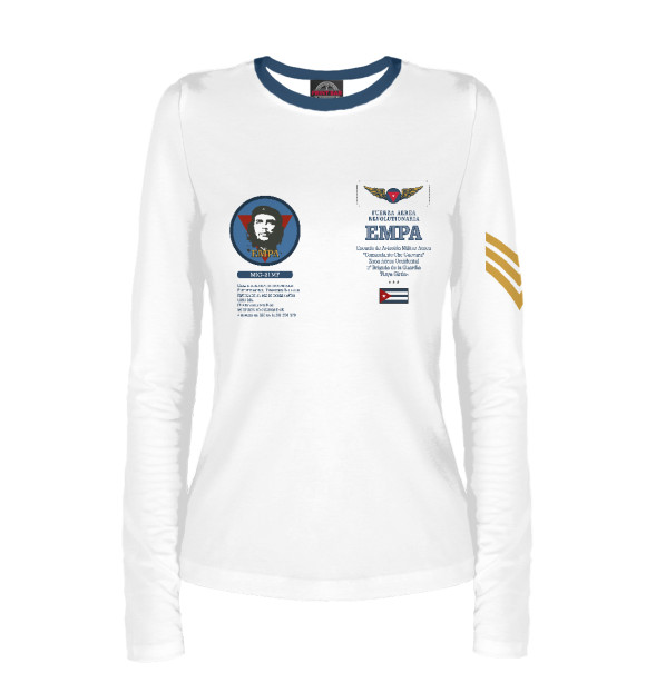 Женский лонгслив с изображением Школа ВВС им. Че Гевары цвета Белый