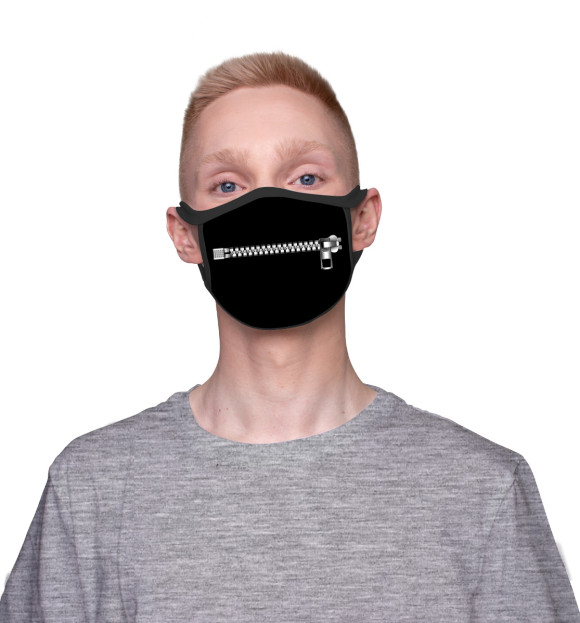 Маска тканевая с изображением Замок молния цвета Белый