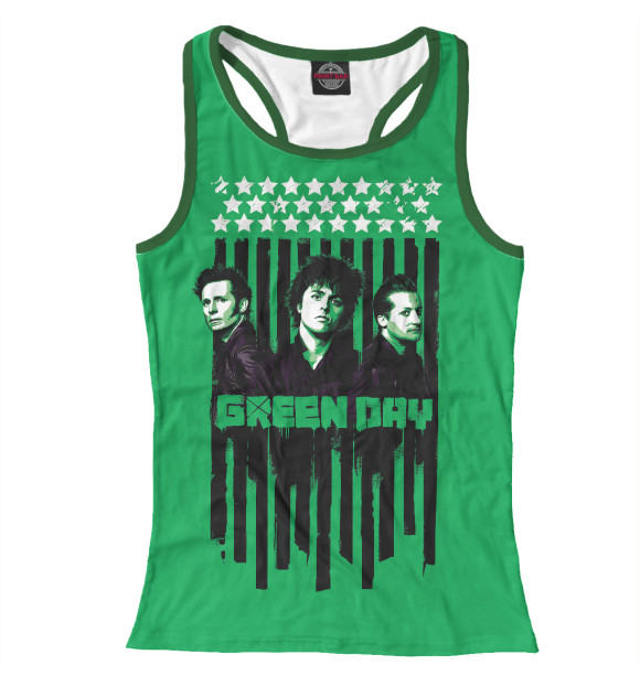 Женская майка-борцовка с изображением Green Day цвета Белый