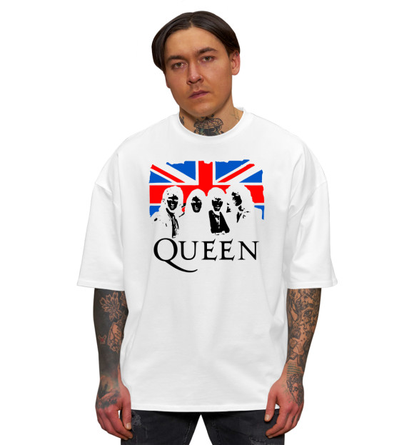 Мужская футболка оверсайз с изображением Queen цвета Белый