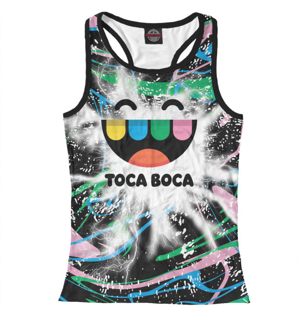 Женская майка-борцовка с изображением Toca Boca цвета Белый
