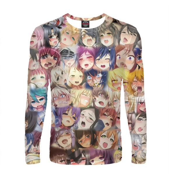 Мужской лонгслив с изображением Ahegao цвета Белый