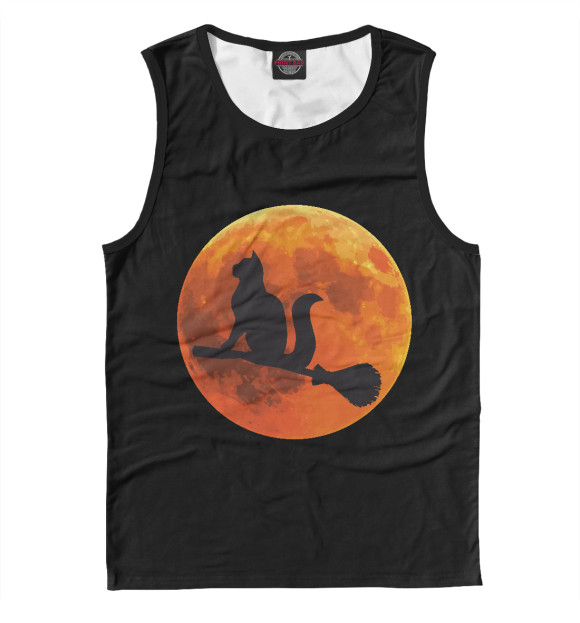 Майка для мальчика с притом Witch Cat цвета Белый Майка для мальчика с изображением Witch Cat цвета Белый