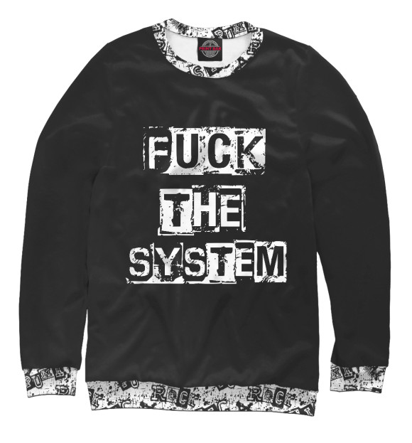 Свитшот для девочек с изображением FUCK THE SYSTEM цвета Белый