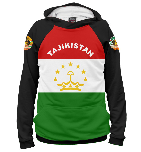 Мужское худи с изображением Tajikistan цвета Белый