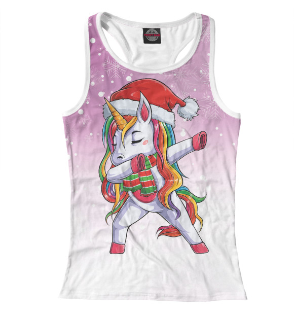 Женская майка-борцовка с изображением Xmas Unicorn Dabbing цвета Белый