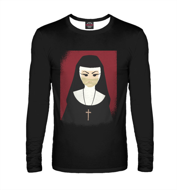 Мужской лонгслив с изображением Halloween nun цвета Белый