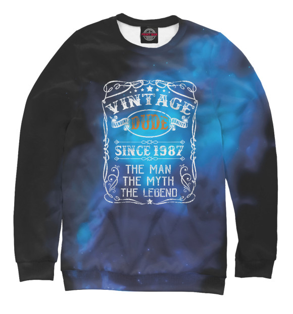 Свитшот для девочек с изображением Born In 1987 Dude Vintage цвета Белый