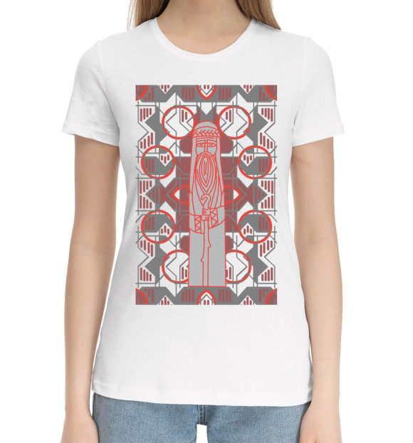 Женская хлопковая футболка с изображением Иллюзорный идол. цвета Белый