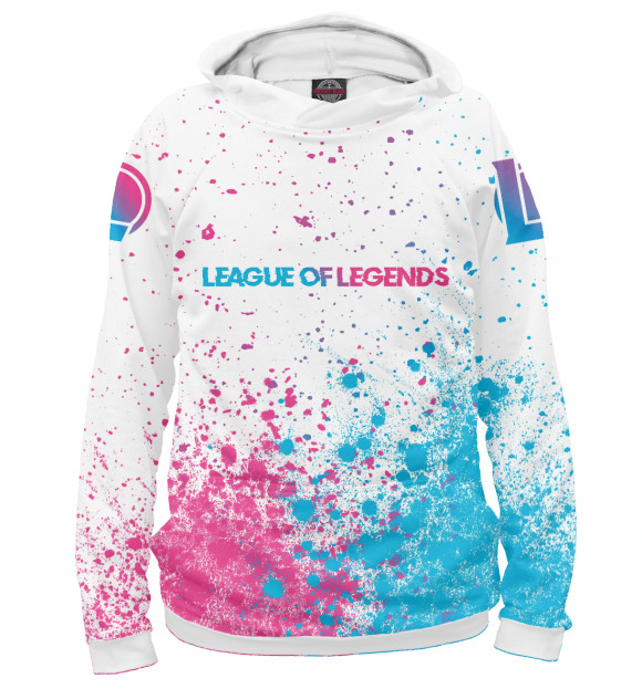 Мужское худи с изображением League of Legends Neon Gradient (splash) цвета Белый