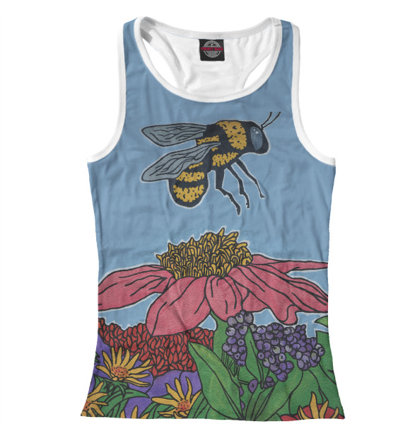 Женская майка-борцовка с изображением Пчела на работе цвета Белый