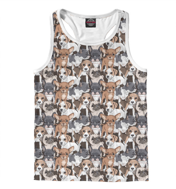 Мужская майка-борцовка с изображением Разные Собаки цвета Белый