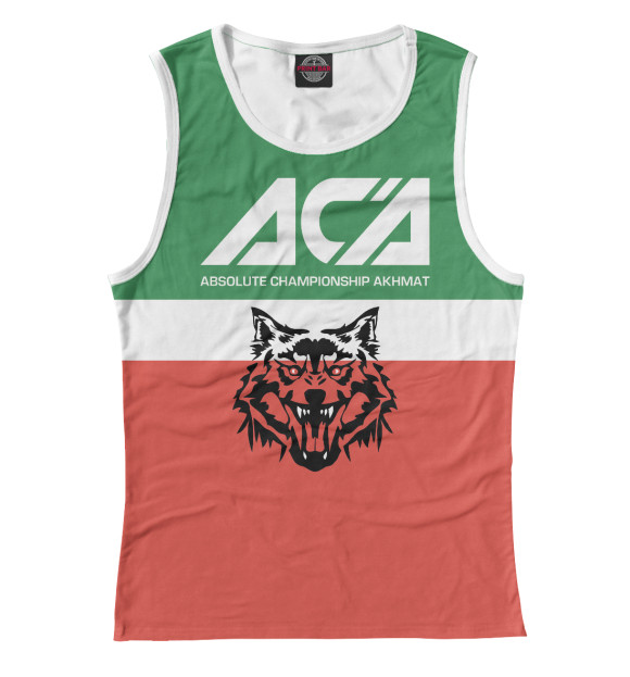 Женская майка с притом Akhmat цвета Белый Женская майка с изображением Akhmat цвета Белый