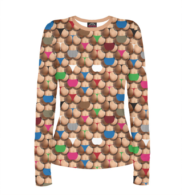 Женский лонгслив с изображением Попки цвета Белый