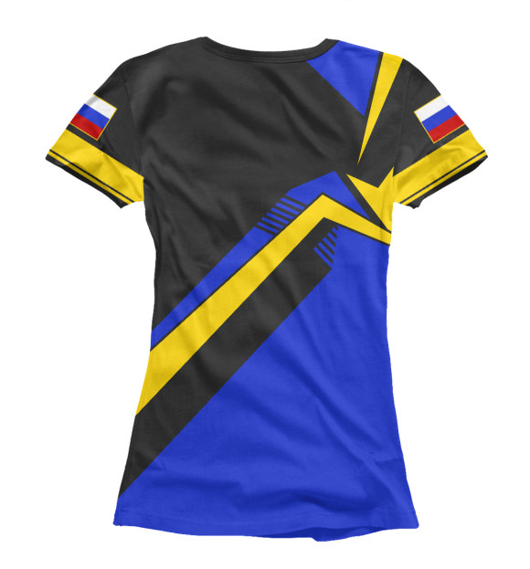 Футболка для девочек с изображением Флаг РФ с жёлтой полосой цвета Белый