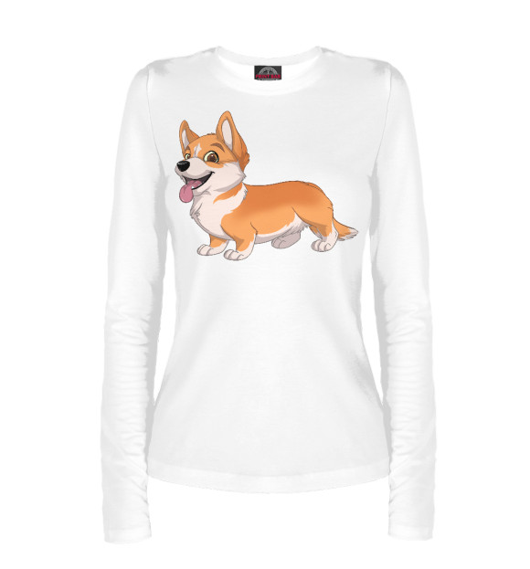 Женский лонгслив с изображением Корги цвета Белый